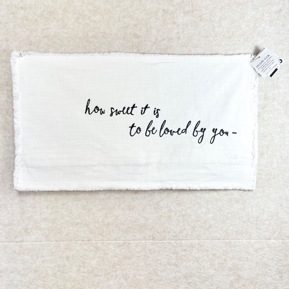 "How Sweet it Is to be Loved by You" White Cotton Lumbar Pillow Cover - Picture 2 of 7